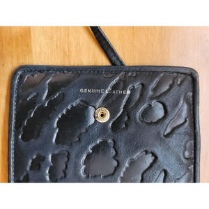 Genuine Leather Black Crossbody Wallet